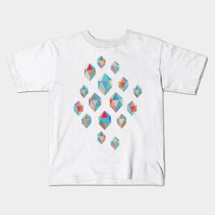 Floating Gems - a pattern of painted polygonal shapes Kids T-Shirt